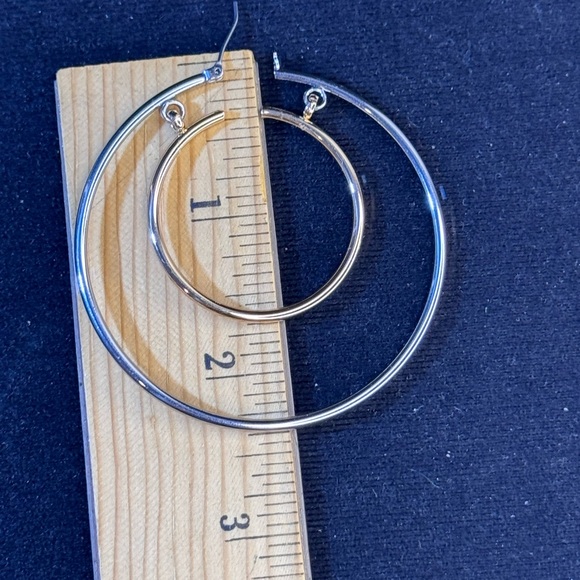 Lane Bryant Silver and Gold Double Hoop Earrings 2.25 inch - Picture 9 of 9